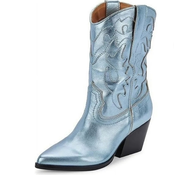 Dolce Vita Electric Blue Leather Landen Cowgirl Boots Size 6 - Picture 1 of 6